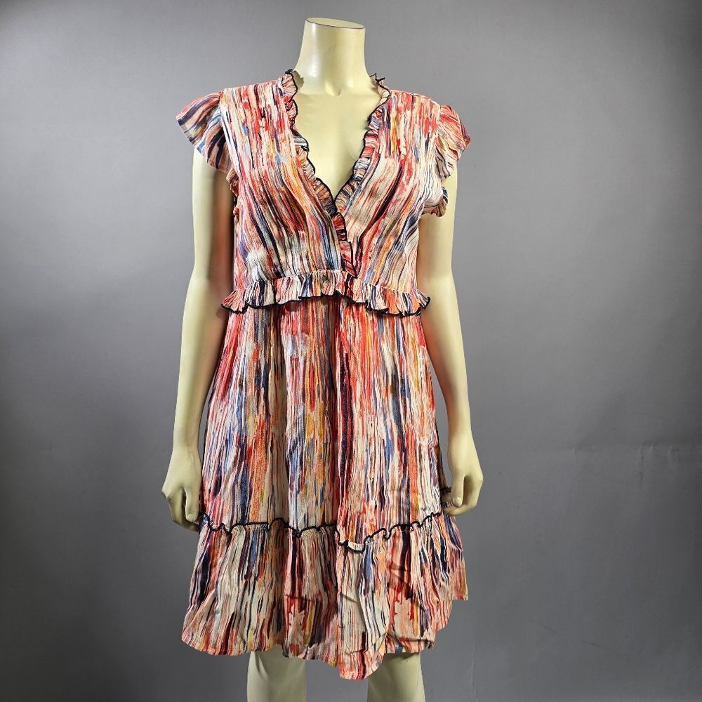 Elegant Multicolor Ruffled Dress R7